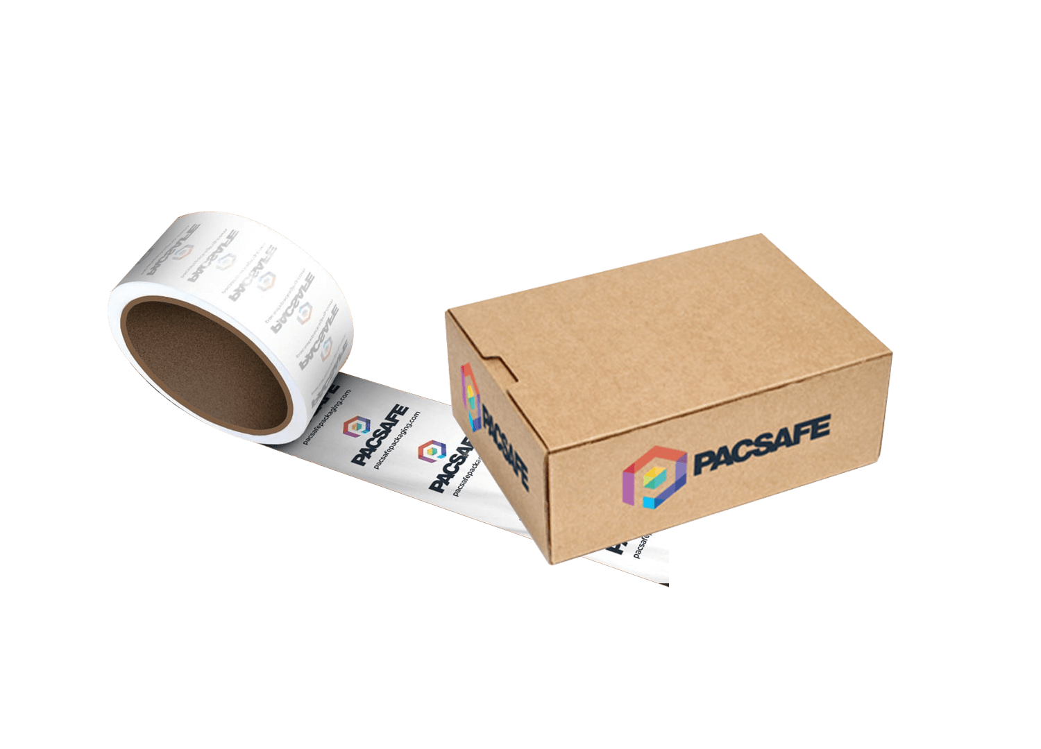 printed tape and boxes
